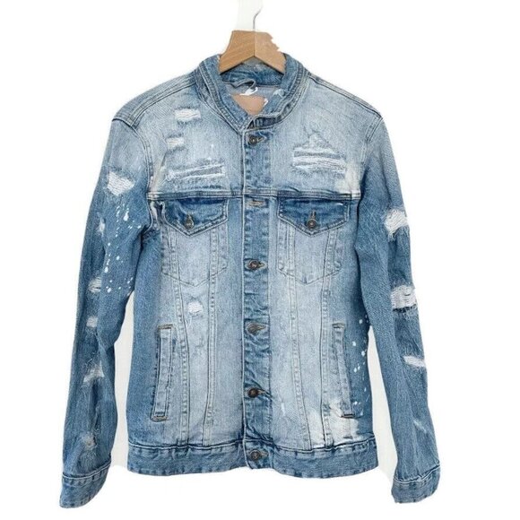 Smoke Rise Denim Men’s Sz M "Brush" Bleached Distressed Denim Jean Jacket - Picture 3 of 9